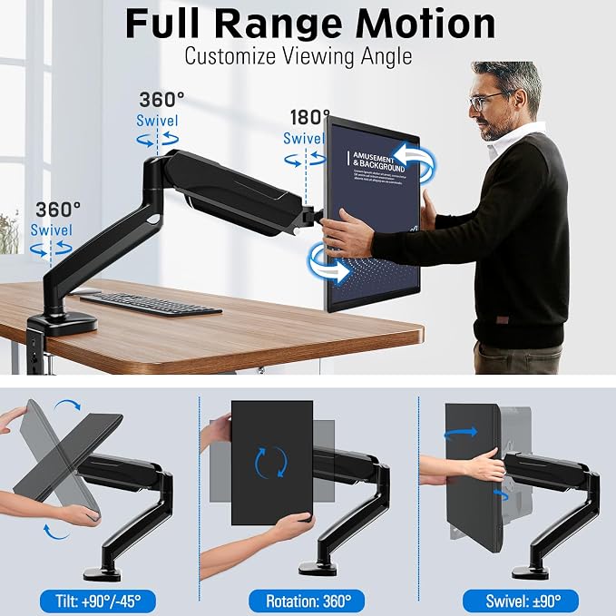 MOUNTUP Monitor Arm Desk Mount, Fully Adjustable, Computer Monitor Stand - Image 3