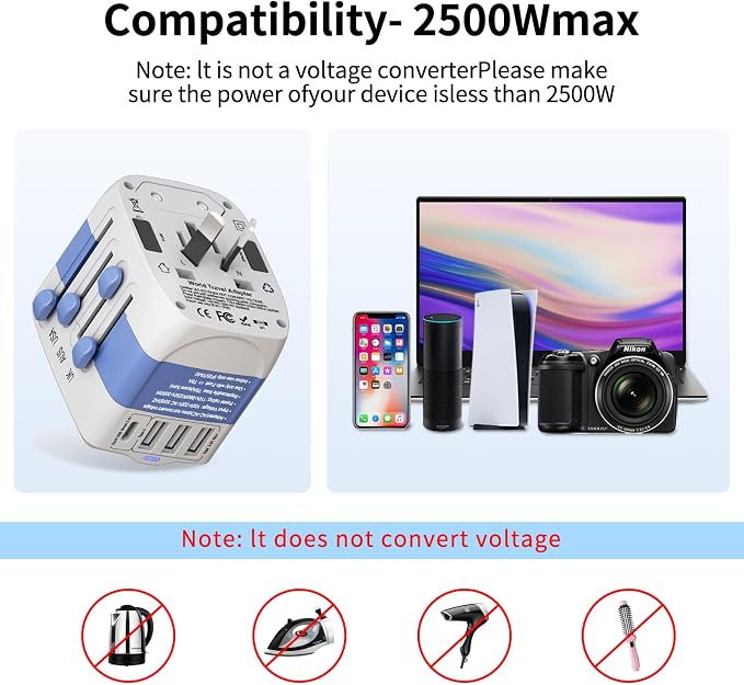 Universal Travel Adapter, International Plug Adapter, WAUDM All in One - Image 3
