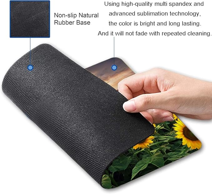 Sunflower Mouse Pad, Floral Square Mouse Pads Gift - Image 2