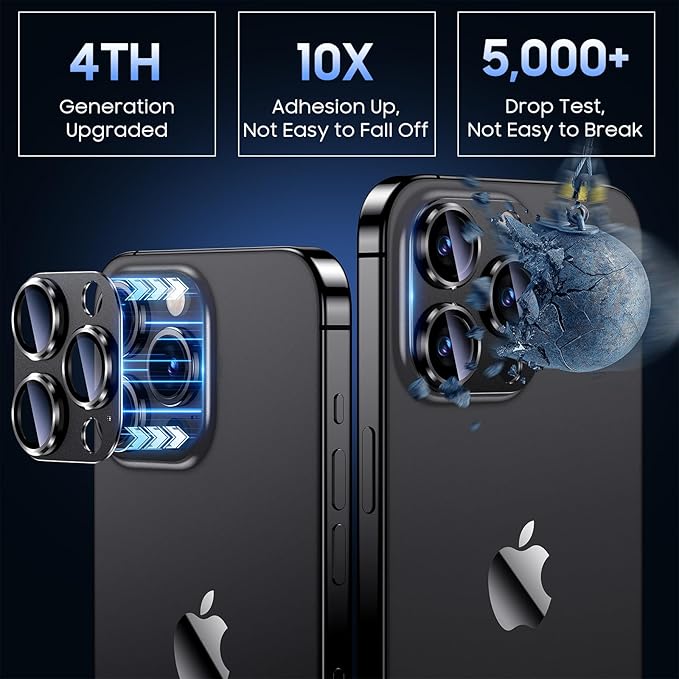 Uyiton for iPhone 13 Pro/iPhone 13 Pro Max Camera Lens Protector, Metal Ring - Image 2