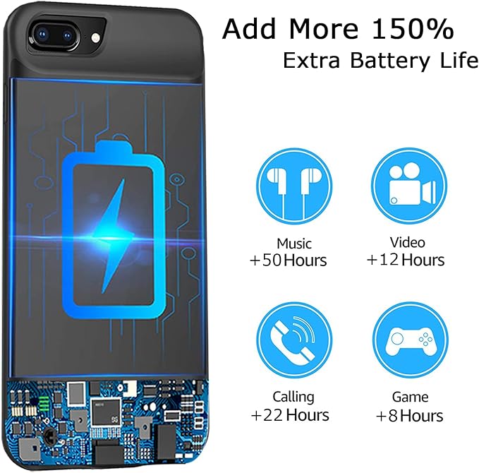 Battery Case for iPhone 6 Plus/6s Plus/7 Plus/8 Plus, 10000mAh Portable Battery - Image 3