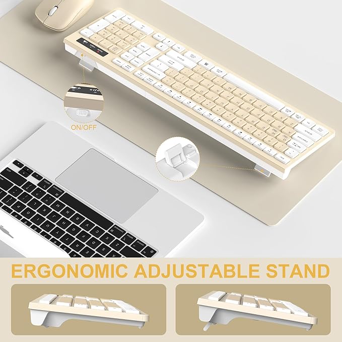 Wireless Keyboard and Mouse Combo, Full-Sized Wireless Keyboard and Adjustable - Image 6
