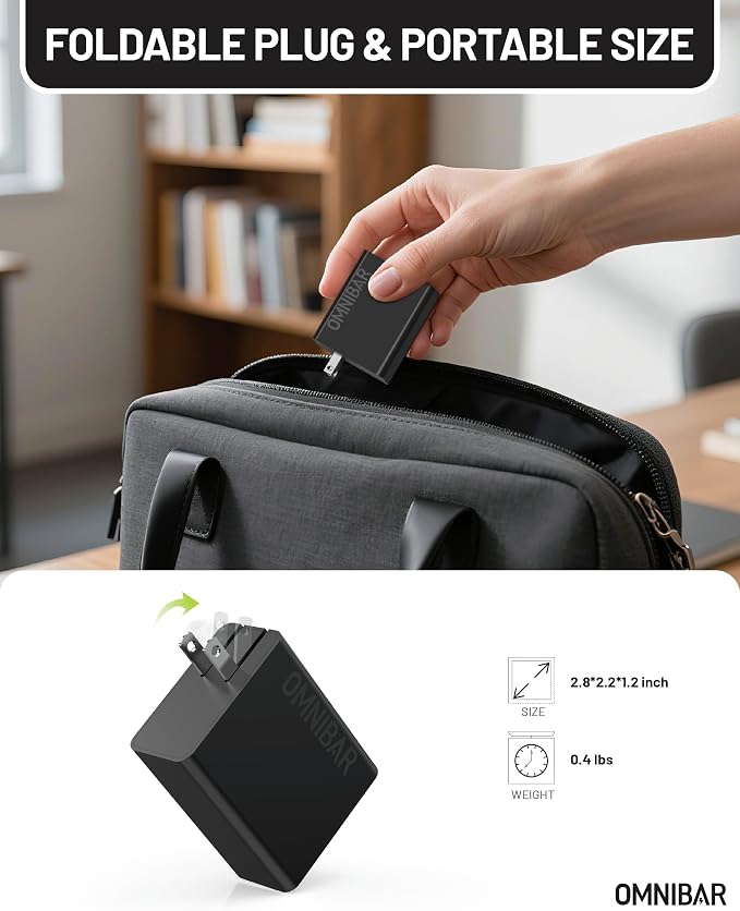 100W USB C Charger, 100W Laptop Fast Charger 3-Port GaN Foldable Fast Wall - Image 5
