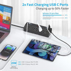 Desk Clamp Power Strip with 40W Fast Charging Station, JXGUCAT Removable Desk - Image 4