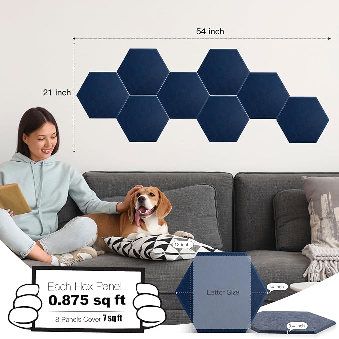 Mollywell Hexagon Acoustic Panels, High Density, Soundproofing, Decorative - Image 2