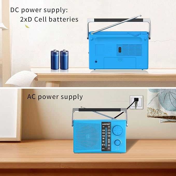 LEOTEC AM/FM Radio with Best Reception, AC or Battery Operated Portable Radio - Image 7