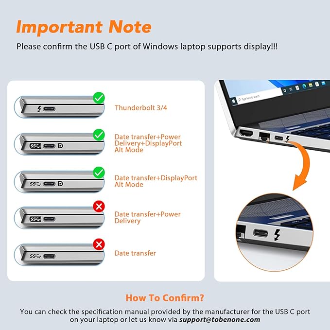 TobenONE Docking Station 3 Monitors, Laptop Docking Station - Image 7