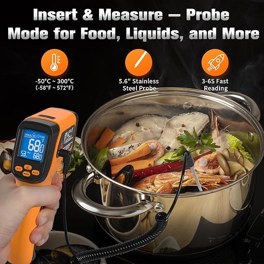 Infrared Thermometer Temperature Gun, Non-Contact Digital Laser Temp -58°F to - Image 4