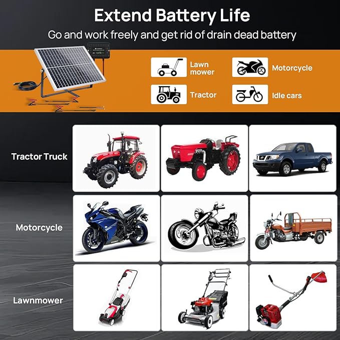 ECO-WORTHY 25W 12V Solar Battery Trickle Charger Maintainer, Waterproof Solar - Image 2