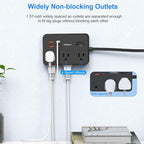 Flat Plug Power Strip Surge Protector, 5ft Ultra Thin Extension Cord - Image 6