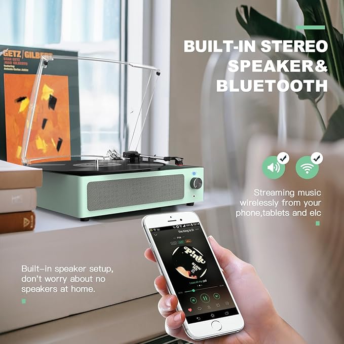 Record Player for Vinyl with Speakers Turntable Vinyls Records Belt-Driven - Image 5