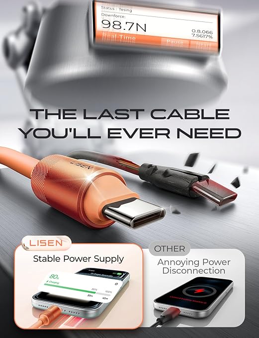LISEN 10FT USB C Cable Fast Charging, Chubby 240W Cable USB C to USB C Fast - Image 9