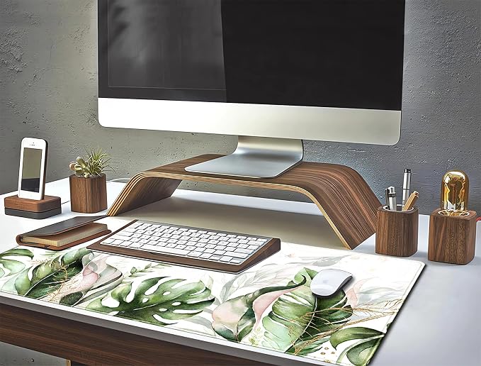Green Tropical Leaves Desk Mat XL Large Gaming Mouse Pad Green Sage Plant - Image 6