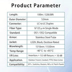 100M/328FT LC to LC Armored Outdoor Fiber Optic Cable, Single Mode Duplex - Image 6