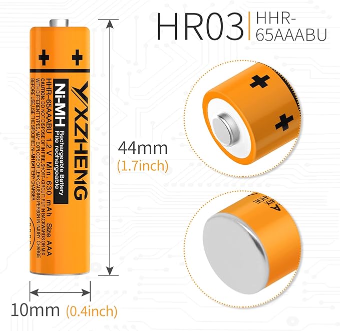 AAA Battery 8PCS 1.2V 630mAh NI-MH Rechargeable HHR-65AAABU - Image 3