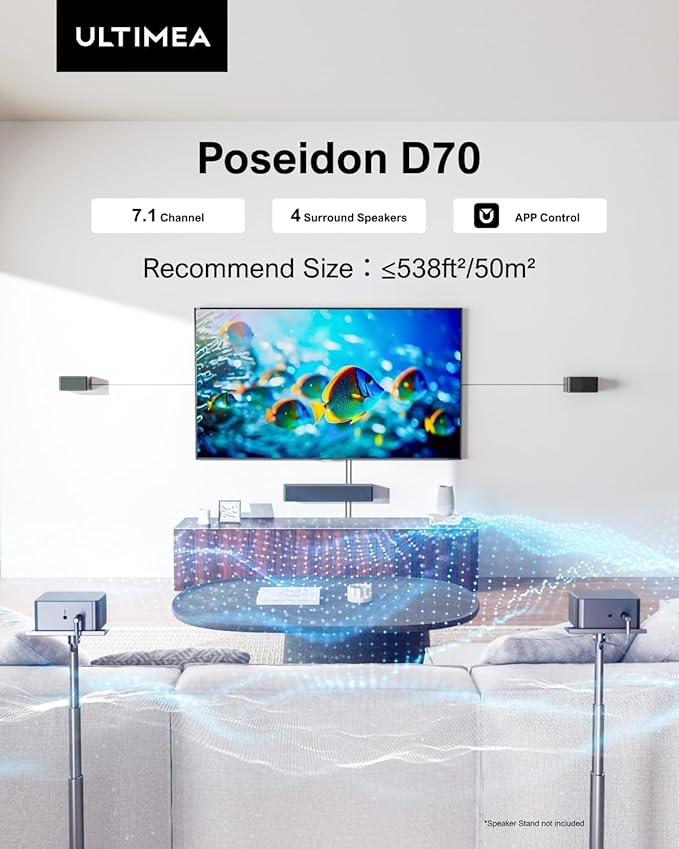ULTIMEA 7.1 Sound Bars for Smart TV, 4 Wired Surround Speakers, Virtual - Image 2