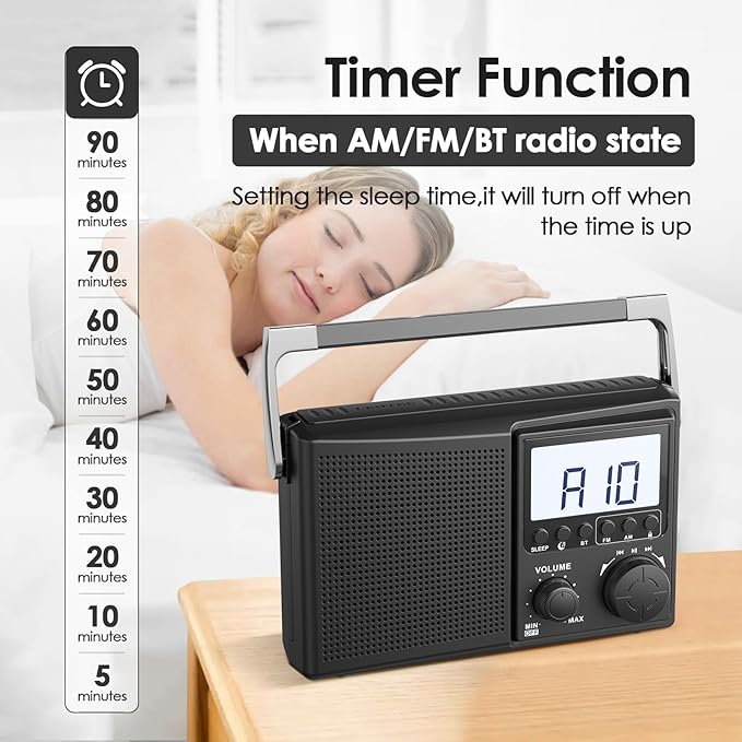 LEOTEC AM FM Radio with Bluetooth, Portable Radio Strong Reception, Plug in Wall - Image 4