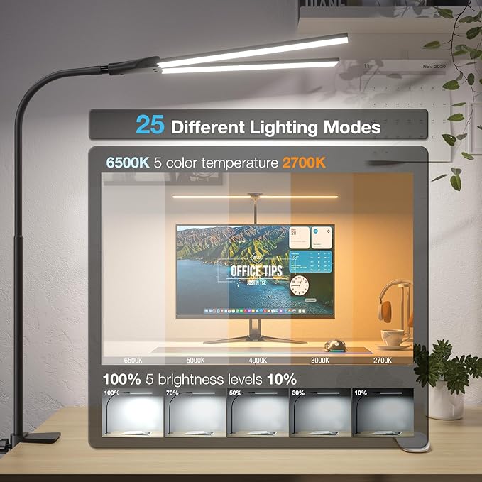 Hensam Desk Lamps for Home Office, Eye-Caring Architect LED Desk Light - Image 3