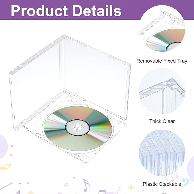 25pcs Clear CD Jewel Cases Standard Single Clear CD Case Blank Case DVD Storage - Image 3