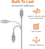 Amazon Basics USB C to USB C Cable Charger Cable, Nylon Braided Cord, 480Mbps - Image 2