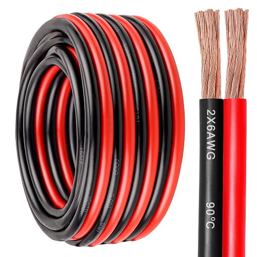 6 Gauge Wire 2 Conductors Copper Wire, 6 AWG Battery Cable Oxygen Free Copper by SimpleandPractical