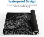 Japanese Gaming Mouse Pad Abstract Black Mouse Pad 31.5x11.8 Inch Black Sea - Image 4