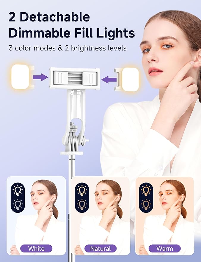 Selfie Stick Tripod with 2 Light, 3 Light Modes & 6 Brightness Levels - Image 3