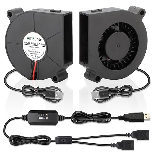 60mm x15mm 2 Pack Small USB Blower Fan 5V by AmRunJe-CalmDownYourDevice
