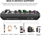 Facmogu F998 Live Sound Card Audio Mixer, Podcast Audio Interface - Image 4