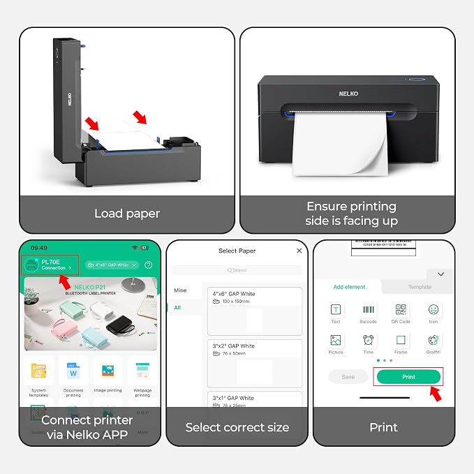 Nelko Bluetooth Thermal Shipping Label Printer, Wireless 4x6 Shipping Label - Image 6