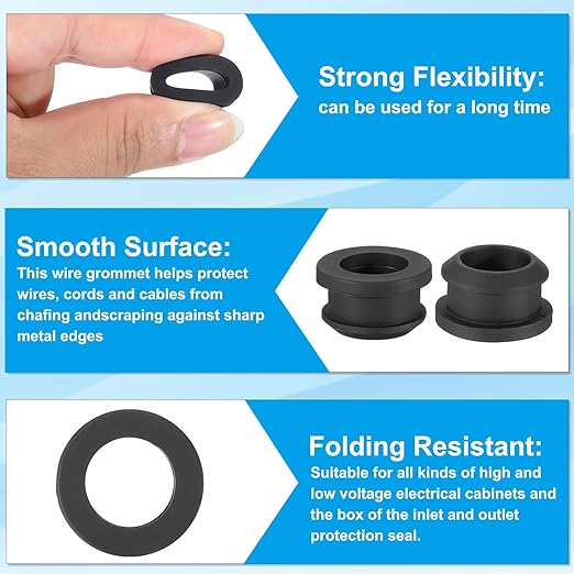 PATIKIL 17mm / 11/16 Inch Drill Hole, 1/2 Inch ID Rubber Grommets - Image 3