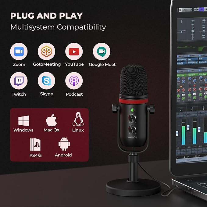 AUDIOPRO USB Microphone, Computer Condenser Gaming Mic - Image 3