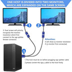 PASOW VGA Splitter Cable 1080P Dual VGA Monitor Y Cable 1 Male to 2 Female - Image 2