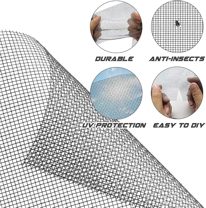 Screen Repair Kit Easy DIY Project 36" x 90" Fiberglass Screen Mesh - Image 2