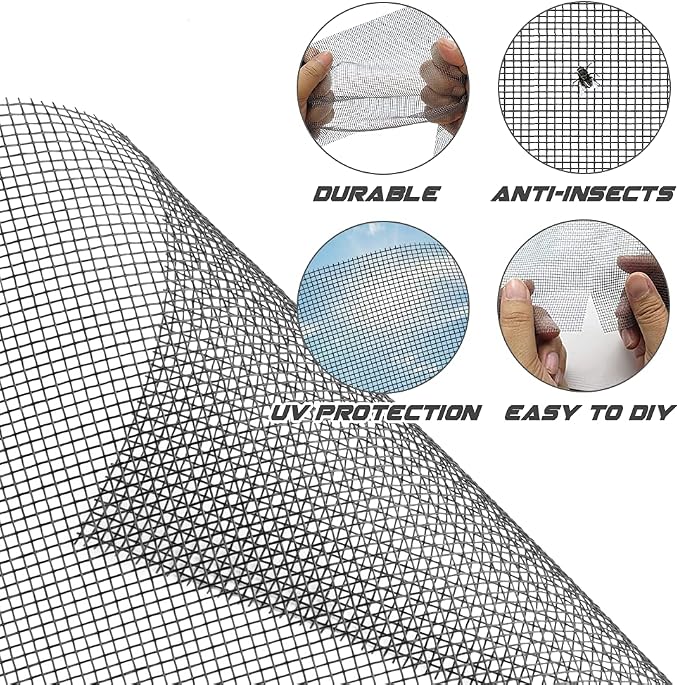 Screen Repair Kit Easy DIY Project 59" x 106" Fiberglass Screen Mesh - Image 2
