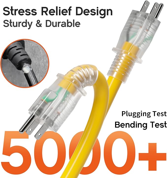 6 ft 10 Gauge Heavy Duty 3 Outlet Extension Cord Splitter - Image 5