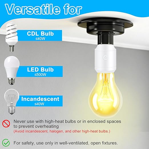Remote Control E26 E27 Light Bulb Socket Adapter, Max 500W, No Wiring Needed - Image 6