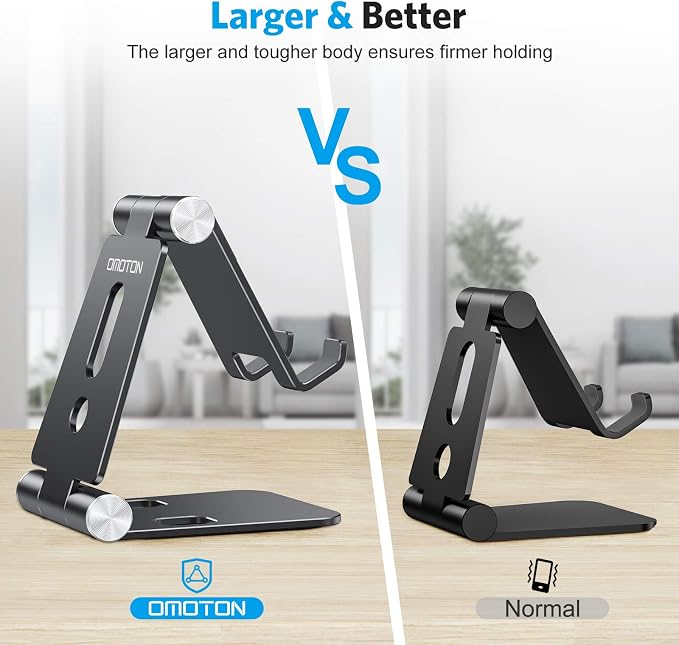 OMOTON Foldable Cell Phone Stand, C4 Portable Aluminum Phone Holder, Adjustable - Image 2
