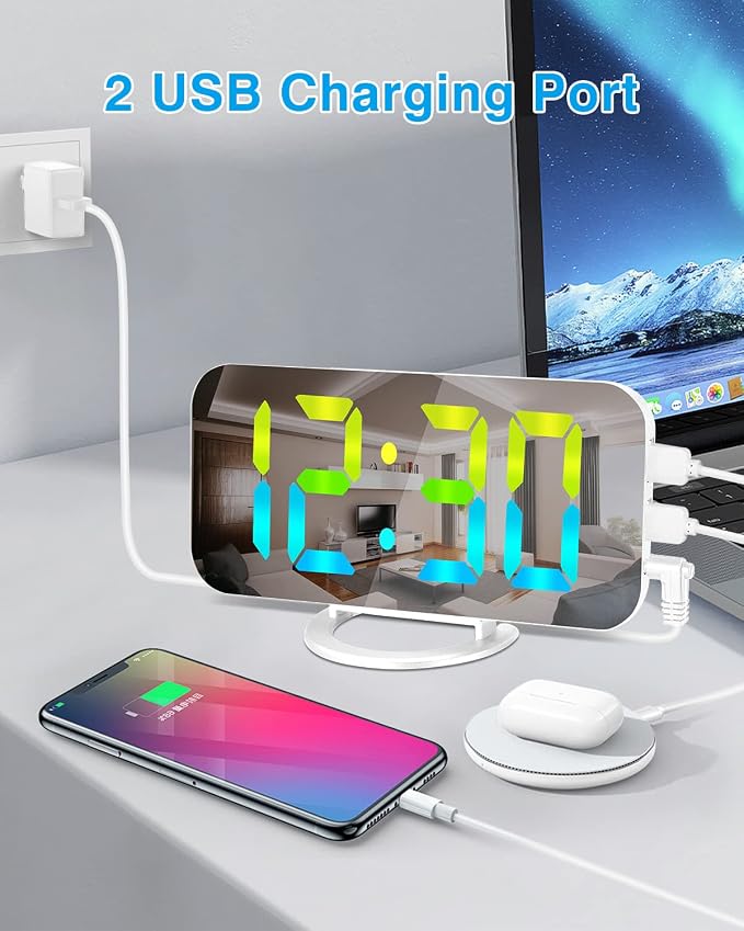 SZELAM Digital Alarm Clock, LED RGB Colorful Clocks, - Image 4