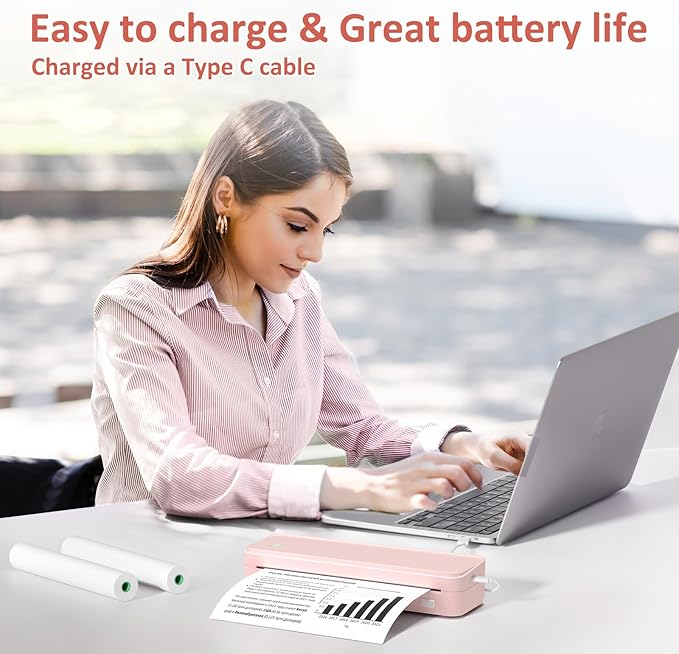 Inkless Portable Printer for Travel, Wireless Thermal Printer Supports 8.5 x 11 - Image 5