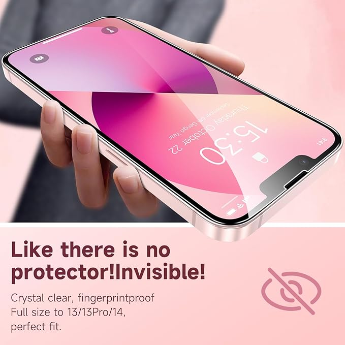 Fotbor for iPhone 16e/13/13 Pro/14 Screen Protector Glass, 9H Tempered Glass - Image 3