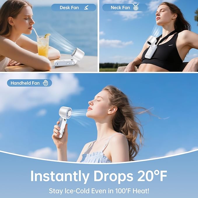 Handheld Portable Fan with Ice Cooler: 100-Speed 5500mAh Rechargeable Handheld - Image 7