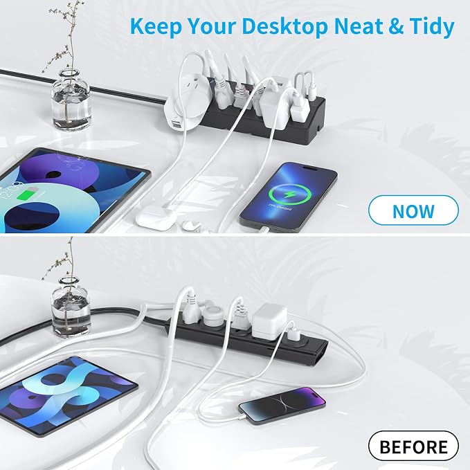 Desk Clamp Power Strip with 40W Fast Charging Station, JXGUCAT Removable Desk - Image 5