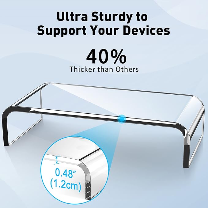 AboveTEK Acrylic Monitor Stand, Premium Large Monitor Riser 20 inch, Crystal - Image 4
