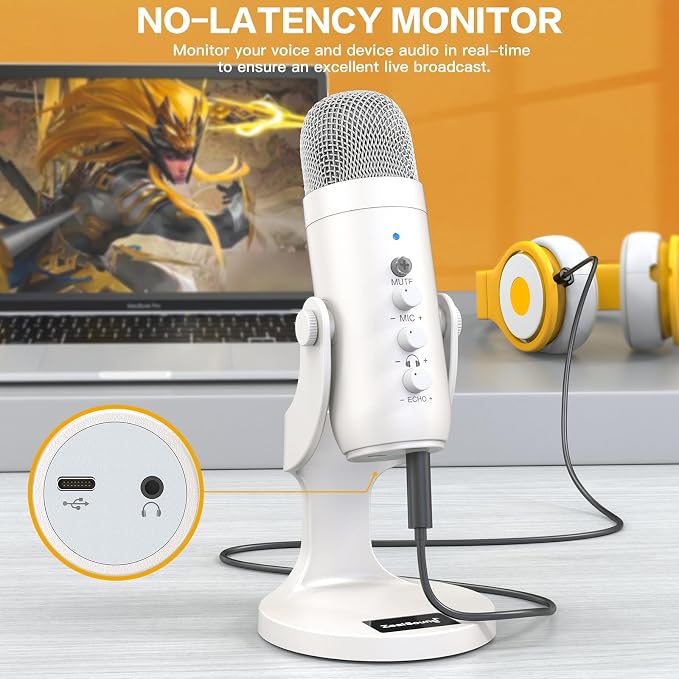ZealSound USB Microphone, Quick Mute Noise Cancel - Image 5