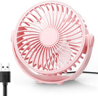 USB Desk Fan, 5 Inch Mini Portable, 3 Speeds Strong Airflow Personal Desktop by Edvision