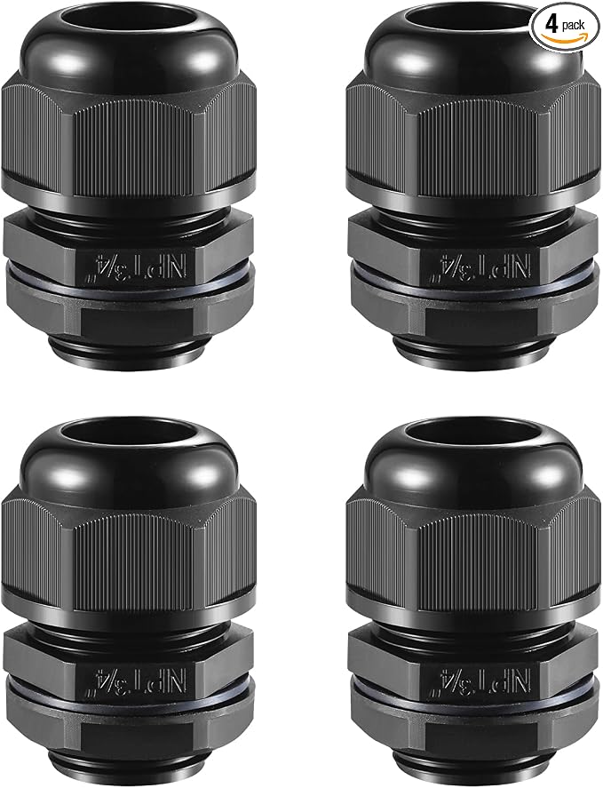 4 PCS 3/4" NPT Nylon Cable Gland Joints by RTHIEAI