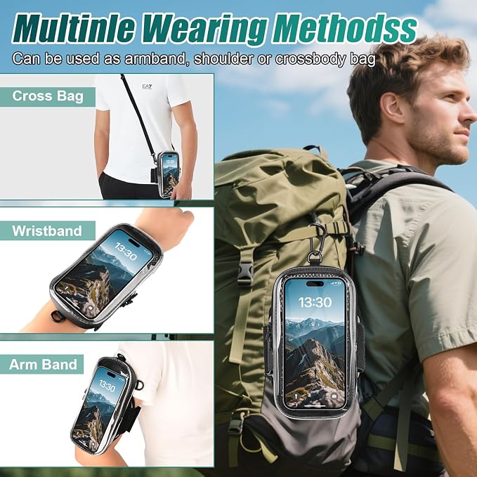 Phone Holder for Running, 2-in-1 Arm Band Cross Bag for iPhone16 15 14 13 Plus - Image 2