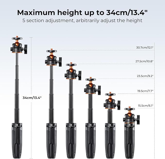 K&F Concept Selfie Stick Tripod, 360 Degree Rotation Mini Phone Stand - Image 2