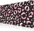 Mouse Pad, Large Rose Pink Leopard Printings Desk Mat, Extended Non-Slip Gaming by NIYLYNSYN